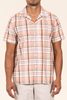 1654 - Cotton Plaid Camp Collar S/SL Shirt - Orange/Brown/Red