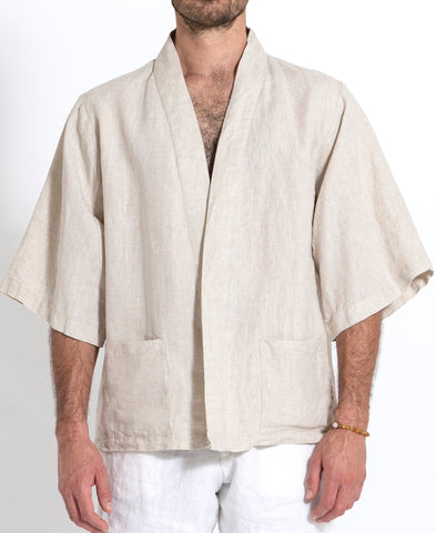 2340 B  Natural Linen Bruce Lee Shirt