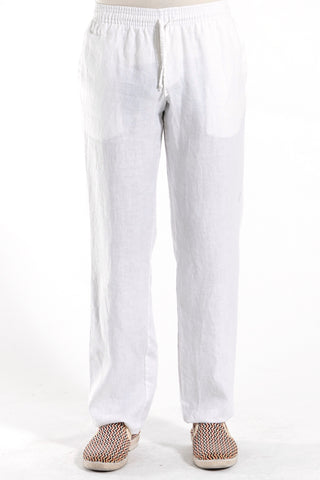 2346A Linen Drawstring Pant - White