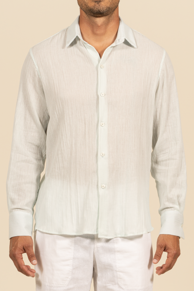 2380A Gauze Long Sleeve Shirt - Light Blue