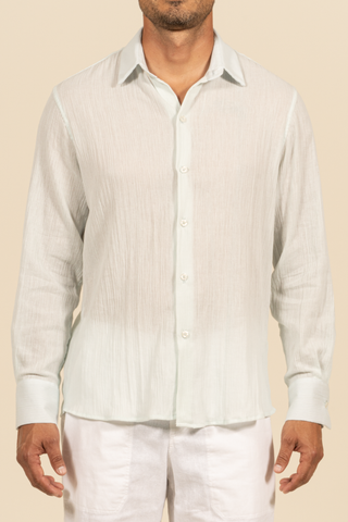 2380A Gauze Long Sleeve Shirt - Light Blue