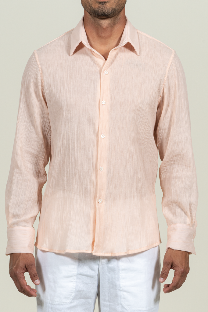 2380B Gauze Long Sleeve Shirt - Coral