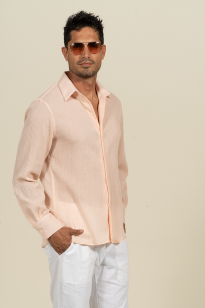 2380B Gauze Long Sleeve Shirt - Coral