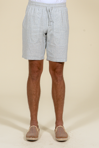 2344C  Cotton/Linen Drawstring Bermuda - Blue