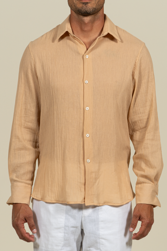 2380C  Gauze Long Sleeve Shirt - Sand
