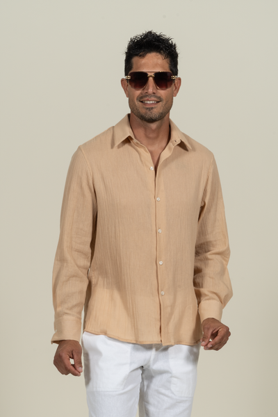 2380C  Gauze Long Sleeve Shirt - Sand